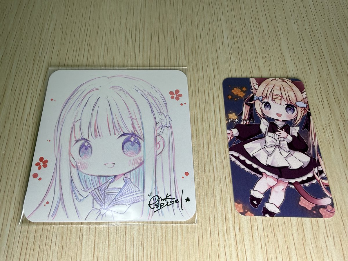 drive_michieki's tweet photo. Pink spinelさん(@Pinkspinel1214)の
イラストカード、ポスカ、フレークシール届いた🥳
ブーストのイラストカード、緩衝材に描かれているイラストも可愛い🥹
ありがとうございます!
#pinkspinel https://t.co/KPpGmmYnat