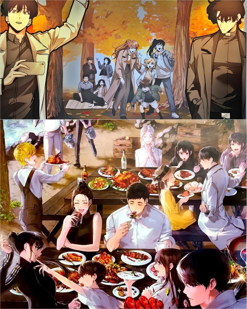 Kimcom having their picnic together both in webtoon and novel illustrations
