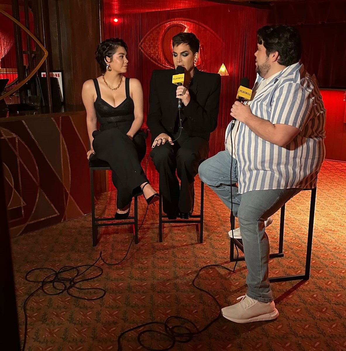 4Gelly's tweet image. New photos behind the scenes of @adamlambert and Auli'i during their press days at #Cabaret 😍🖤🖤
and a video of their final bows when they ended their run "I was in shambles on this night 🥹🤧" 
via brianansanchez