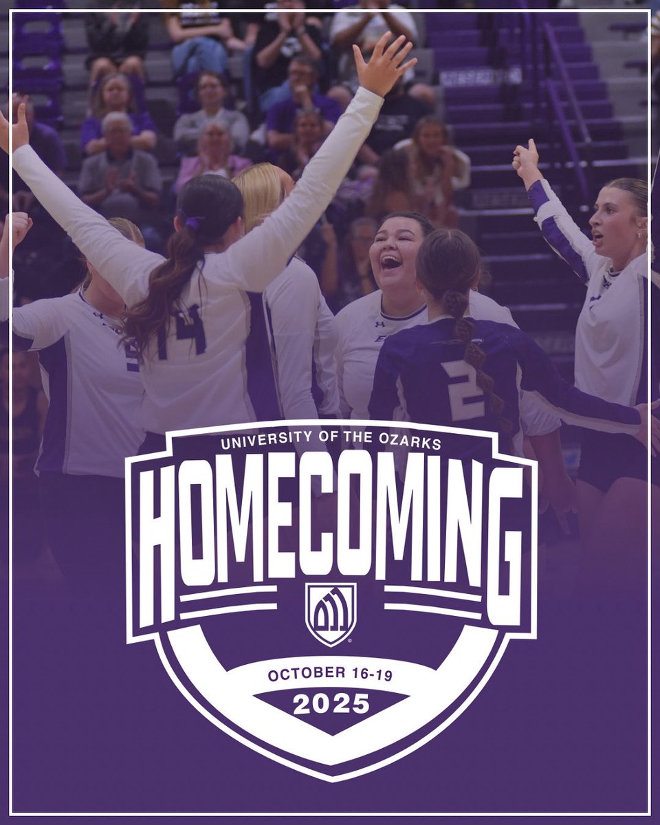 UOzarksAlumni's tweet photo. Homecoming is almost here! Catch women’s volleyball in conference action Oct. 17 vs. Centenary &amp; Oct. 18 vs. LeTourneau. Fill the gym, wear your Ozarks gear, and cheer loud!

Full schedule &amp; registration: https://t.co/bbgMukZKTx https://t.co/2WQ04eSYYc