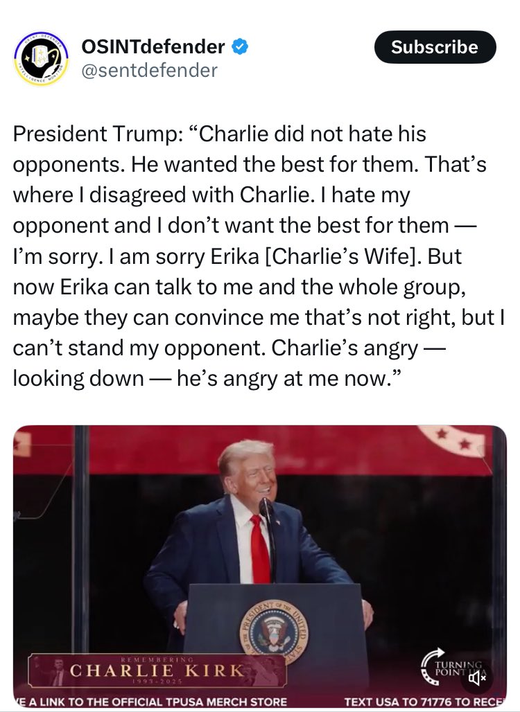 Erika deserves to have more hate and anger than anyone else. Yet she’s responding with compassion and forgiveness while others (who are actually benefiting politically from the assassination) continue to preach hate.