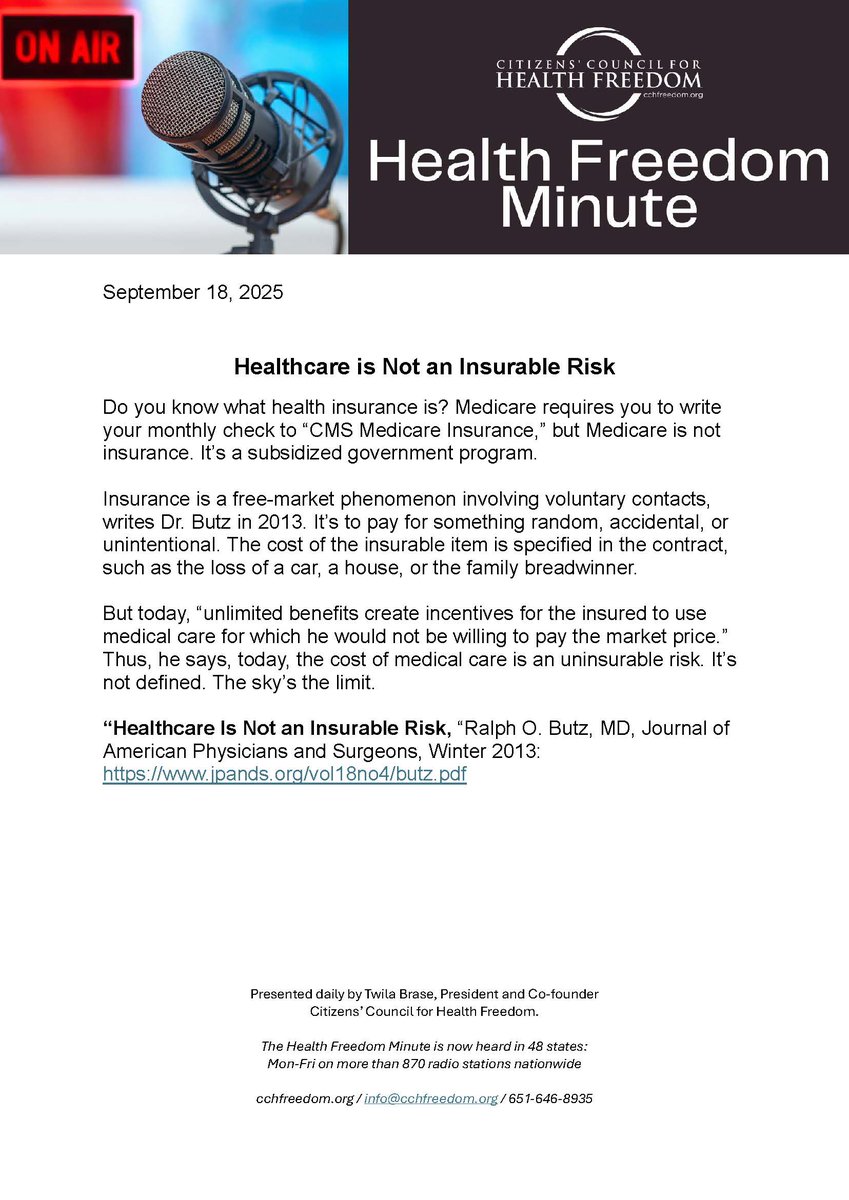 Health Freedom Minute | Listen to today's HFM audio on CCHF's homepage: cchfreedom.org
