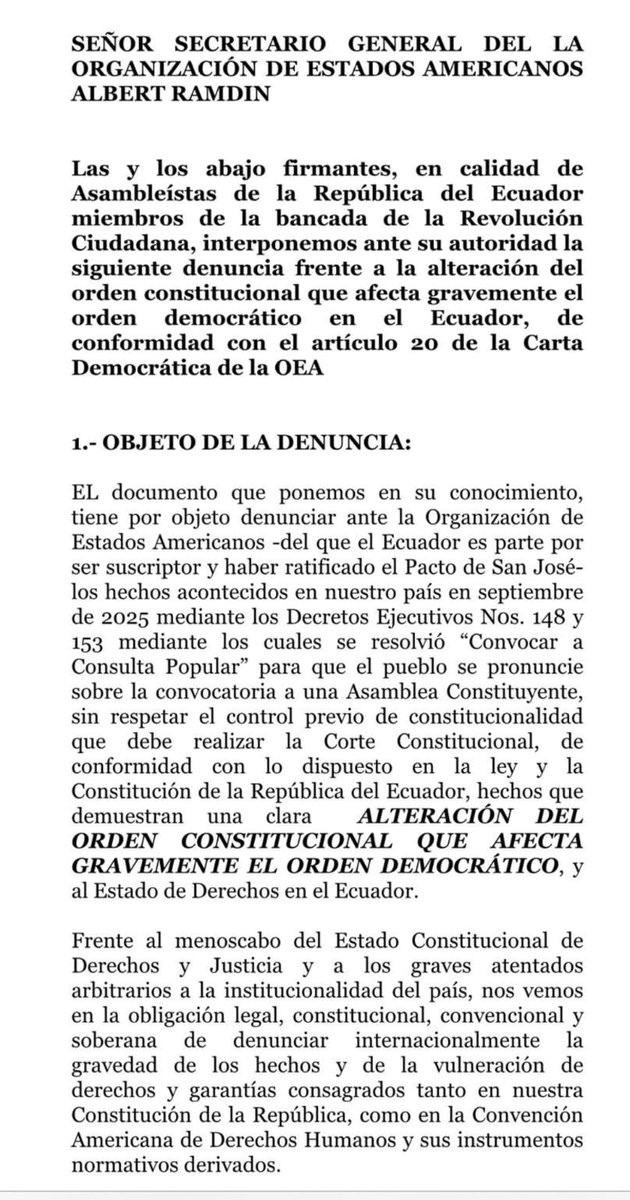 patynunezCh's tweet photo. #AlertaDemocratica
Como parte de la @BancadaRC5 presentamos una denuncia ante la @OEA_oficial sobre la inconstitucional convocatoria a Asamblea Constituyente realizada por el Presidente. https://t.co/GBFjmjjkws