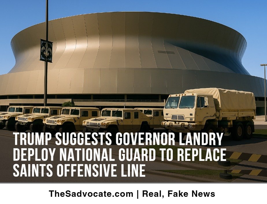 Trump Suggests Governor Landry Deploy National Guard to Replace Saints Offensive Line tinyurl.com/bddhxd3t
