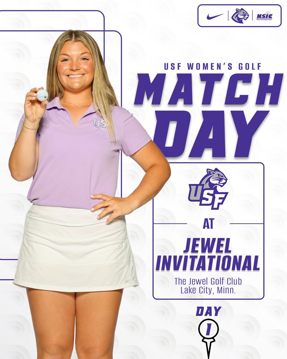 USFCougarsGOLF's tweet photo. From Troy Burne to The Jewel ⛳️

Men &amp; Women are back on the course in Lake City, MN for their second test of the fall. Let’s see what the Cougars can shine up at The Jewel! 💎🐾

Follow along ▶️ https://t.co/ZL3dlWkE6s

#CooFalls | #GoCoo https://t.co/gqETDvTMbK
