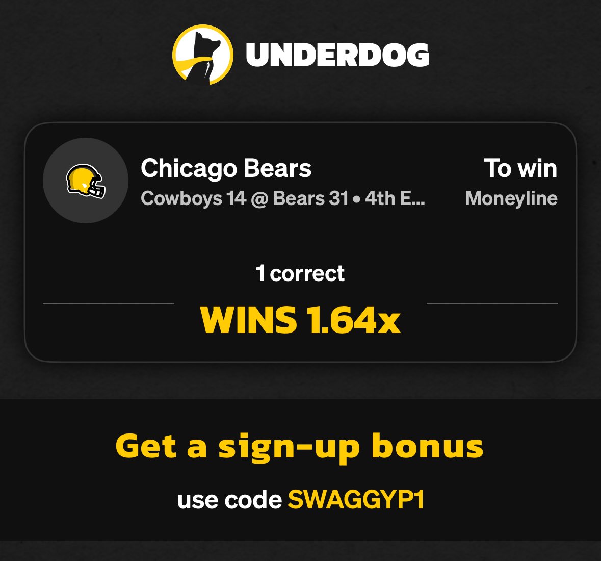 play.underdogfantasy.com/es-iQT7vmxXu1 winner winner chicken dinner 😂😂😂 Bear Down