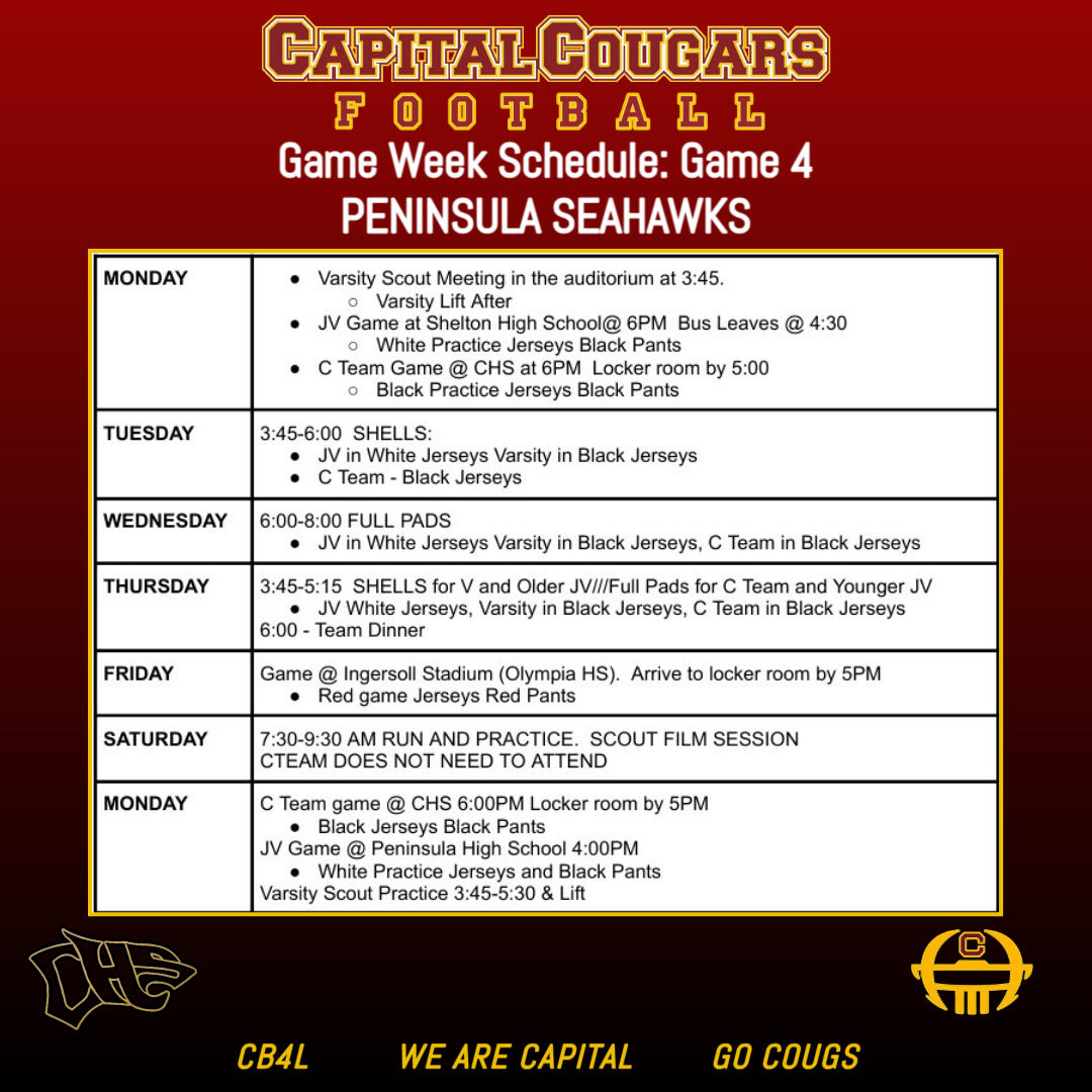 Plan for the week.  Go Cougs! #CB4L