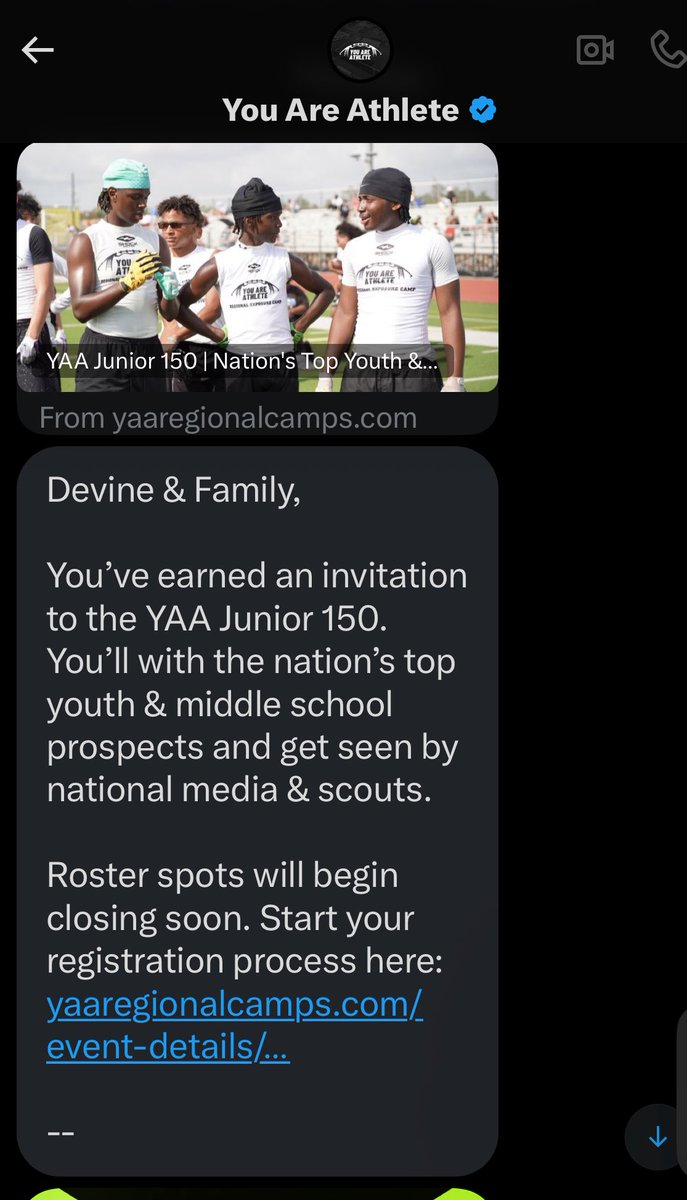 Devine7_'s tweet photo. Thank you @youareathlete 
Can’t wait to show my talents 💪 https://t.co/7hGMW3FFkf