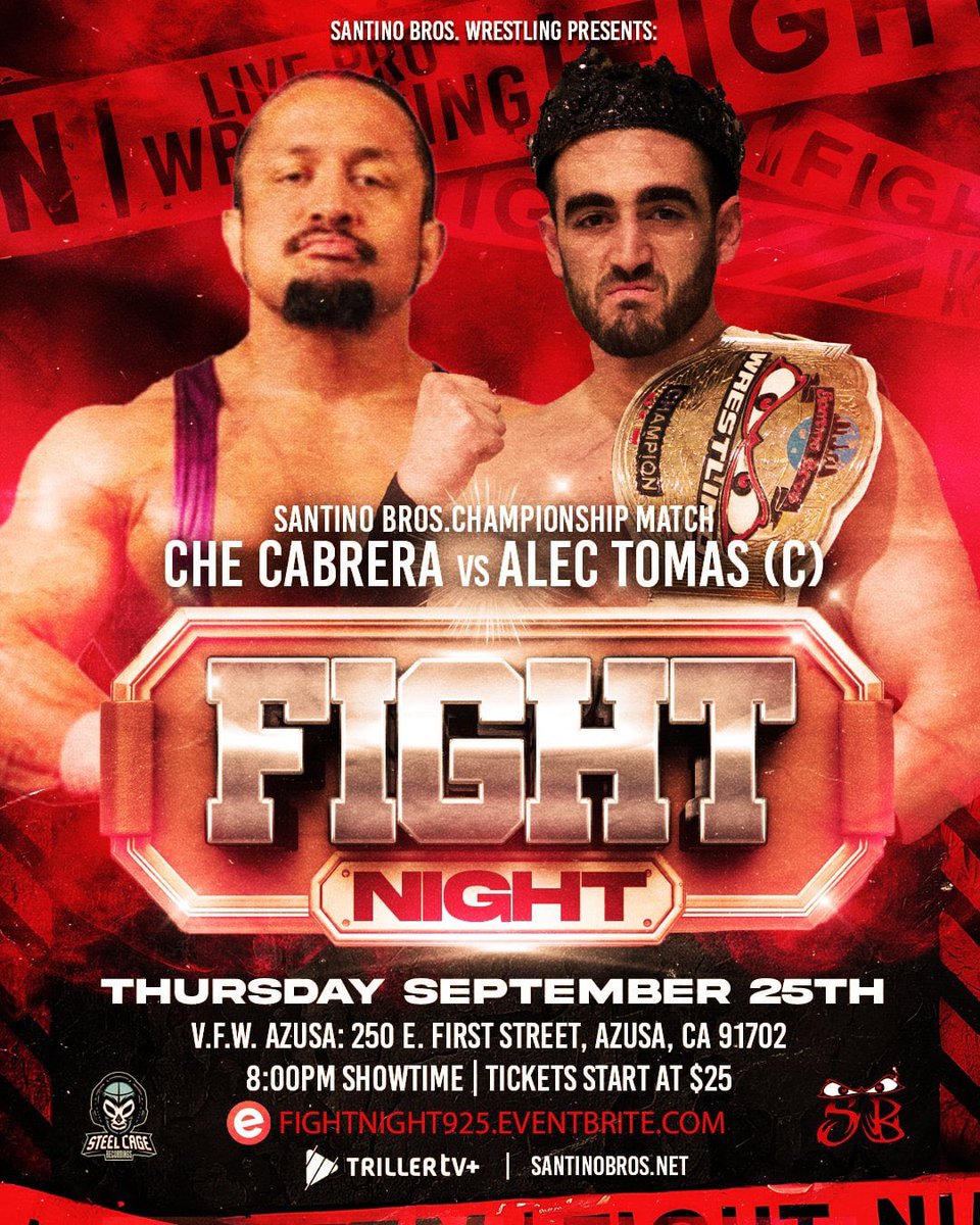 MongolSantino's tweet image. The Santino Bros Heavyweight Champion @alectomas98 . He’s been to Hell and Back. A fighting Champion . Catch him in action Sept 25 in Azusa . Ticket link is here 

FIGHTNIGHT925.eventbrite.com