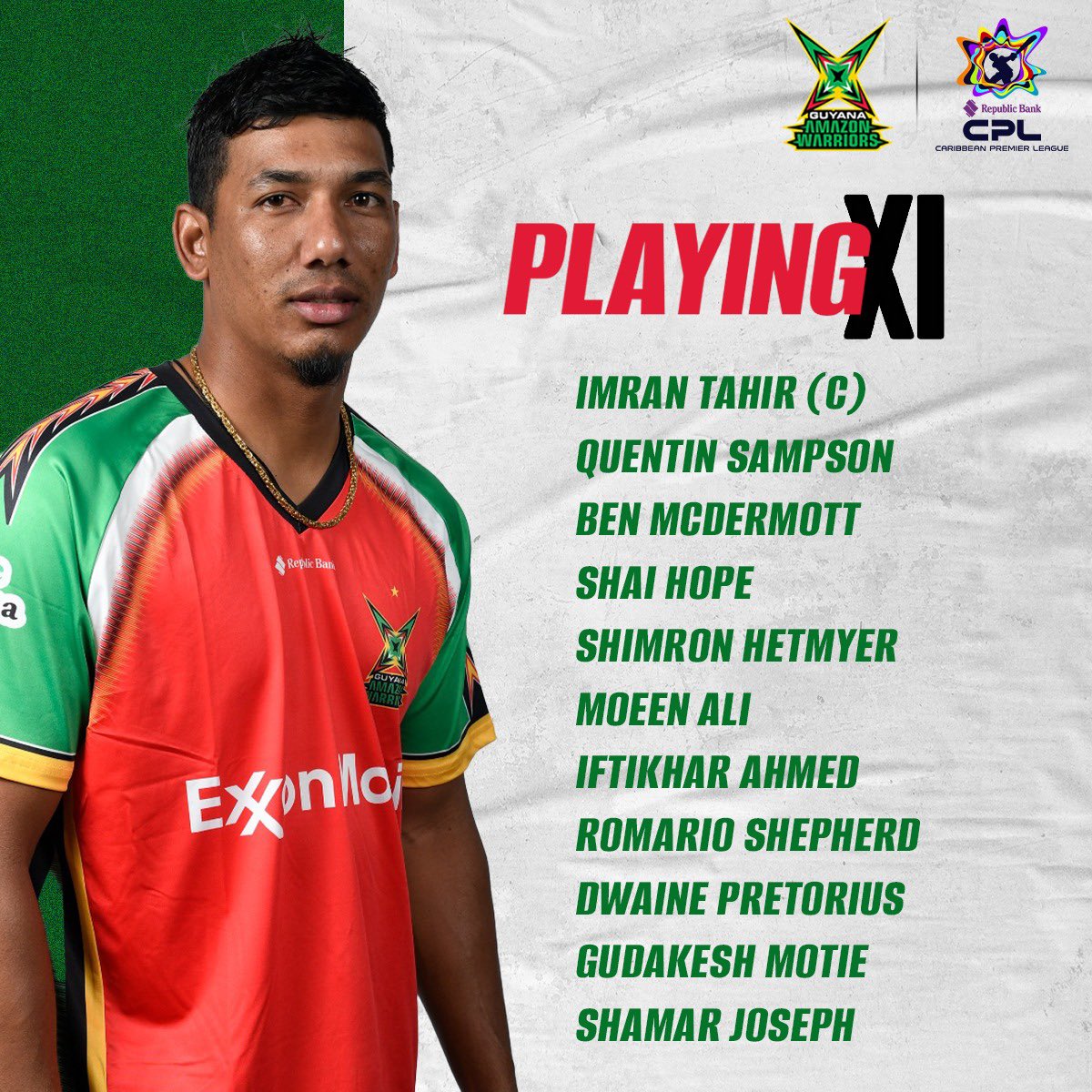 🏆🔥 The wait is over, Warriors fans! 

Your Guyana Amazon Warriors are locked and loaded for the CPL FINAL! 💚💛❤️

Here’s our Playing XI ready to bring the trophy home

#GuyanaAmazonWarriors #CPL25 #Finals #GAWvTKR