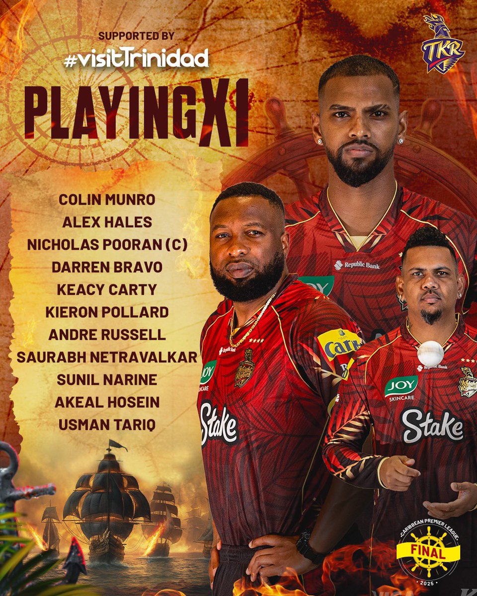 The XI who wear our badge with pride! 🤞

#GAWvTKR | #WeAreTKR | #TrinbagoKnightRiders