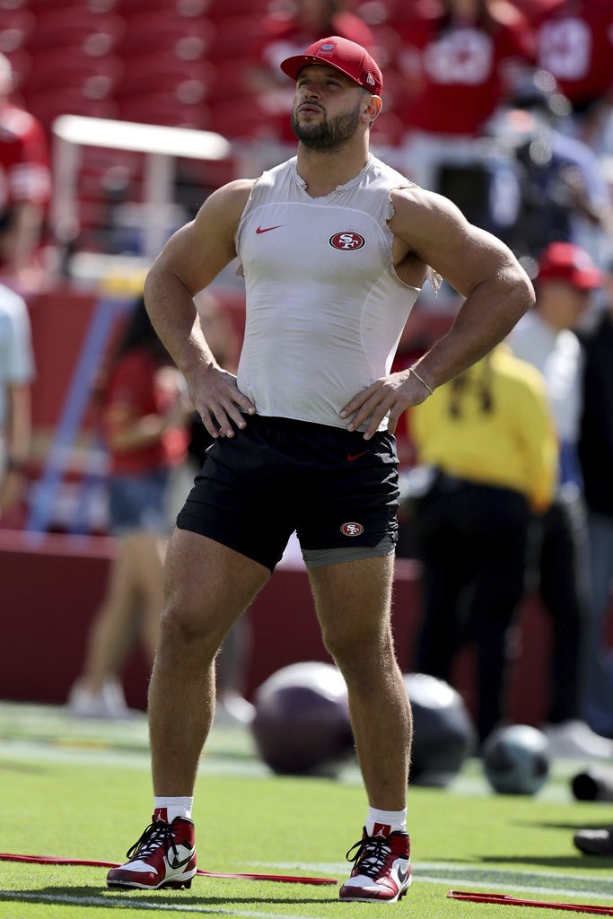 RapSheet's tweet photo. #49ers edge Nick Bosa is getting tests on his knee injury, coach Kyle Shanahan said. While the team does not believe it’s an ACL injury, they are checking everything. https://t.co/MQg8TAaN0d