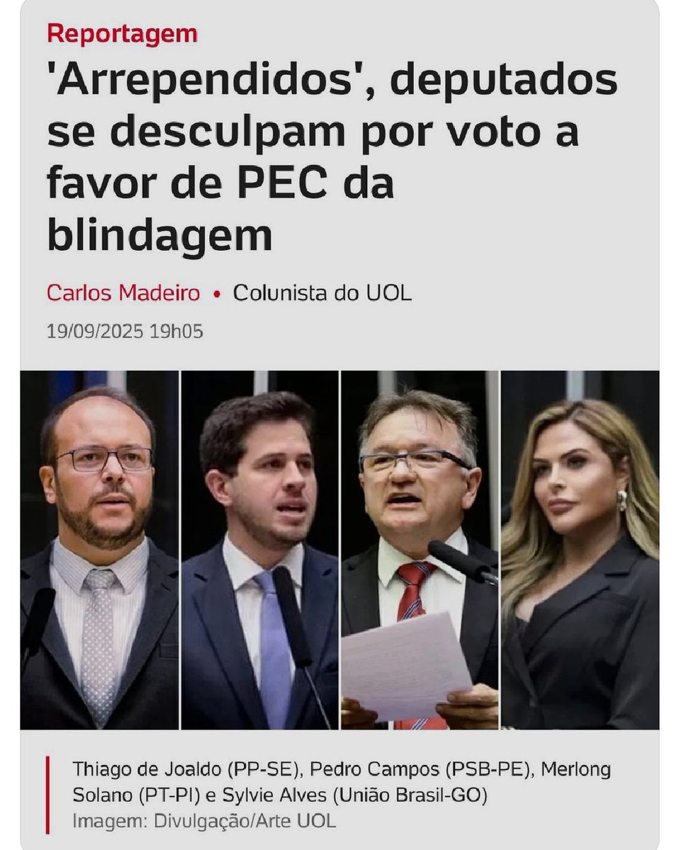 marcosrjbr10's tweet image. ATENÇÃO!
Como já era de esperar, começou a aparecer os deputados que se dizem arrependidos de ter votado à favor da PEC DA BLINDAGEM.
Essa tatica é velha.
Ouçam: NÃO VOTEM NESSA GENTE. MAIS NÃO SÓ ISSO FALEM DELES PRA OUTRAS PESSOAS!
#traidoresdapatria
#naoapecdablindagem