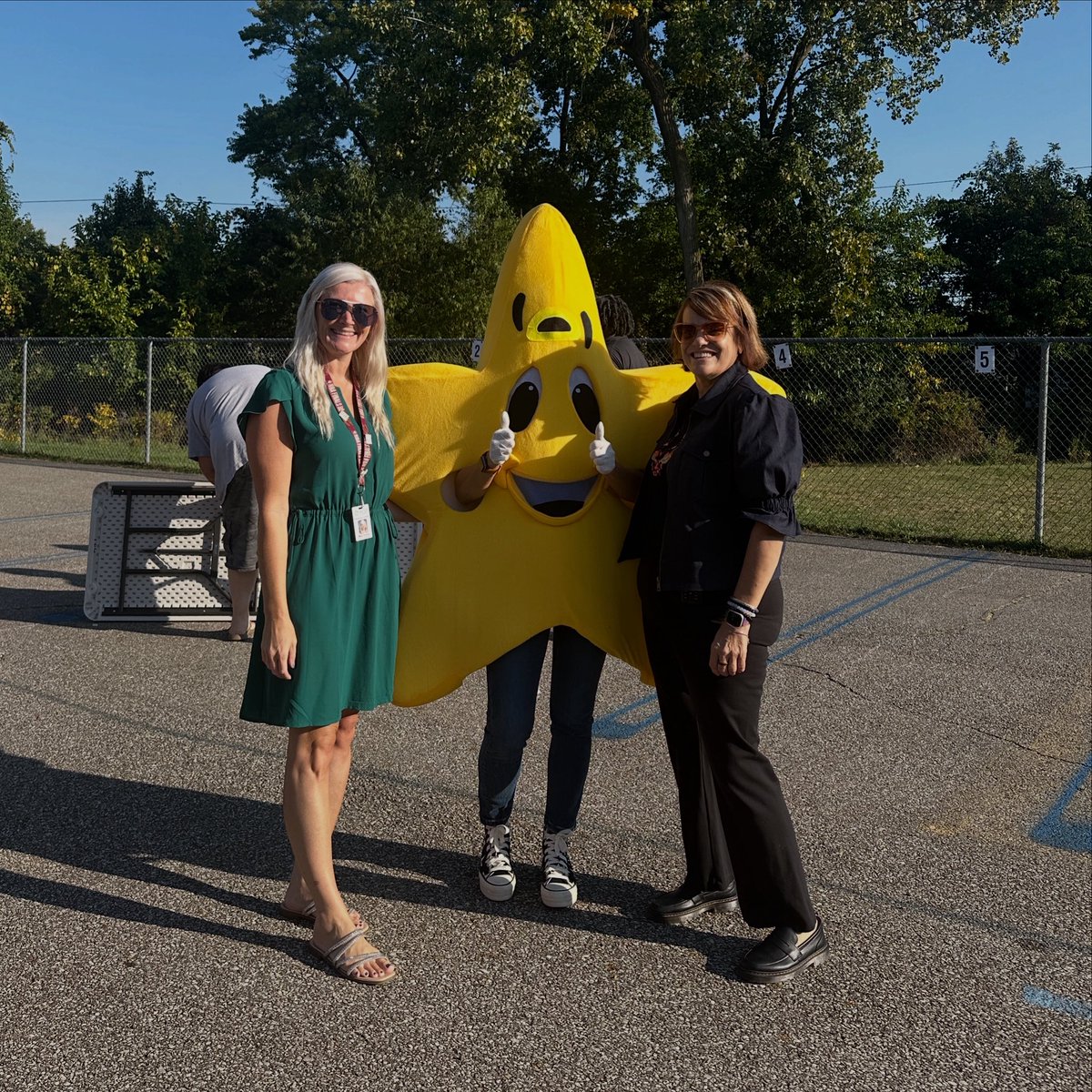 Ms. K and I had to snag our photo op with Sparky after the Fathers &amp; Mentors Walk on Thursday! 💙⭐️