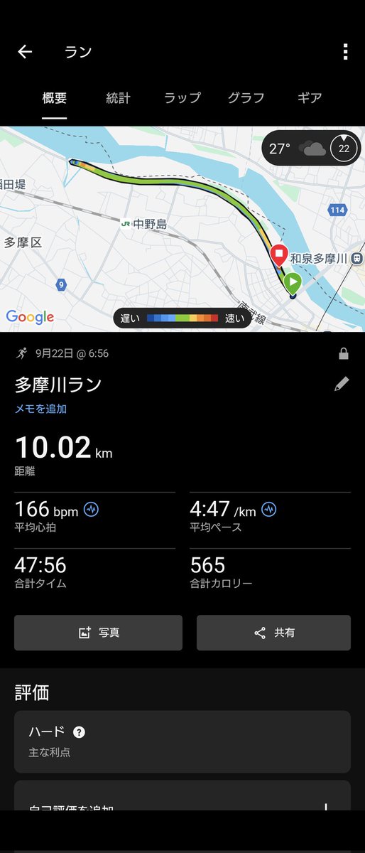 GbtvB's tweet photo. 多摩川ラン　レガハまで
　10キロペース走　
真下着地を意識して走ると50分切りする事を意識する🏃 https://t.co/baGMa8KgZX