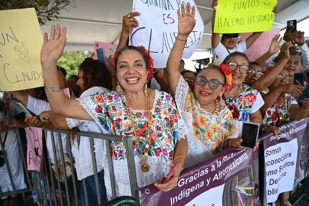 marathb's tweet image. Acompañé a la Presidenta @Claudiashein en el cierre de los eventos de este fin de semana en su gira con motivo de su Primer Informe Gobierno.
En #QuintanaRoo, nuestra Presidenta reiteró su compromiso con la política salarial de los Gobiernos de la Transformación: continuar con…