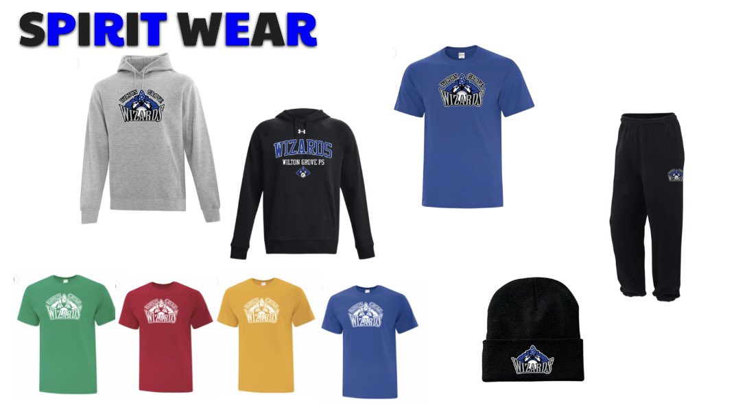 Hey Wizards!! Want to sport your school colours or colour house?! Don’t forget to grab your spirit wear! Orders are open until October 3rd 💙🖤 <a href="/wilton_grove/">Wilton Grove P.S.</a> 

sourceteamworks.com/collections/wi…