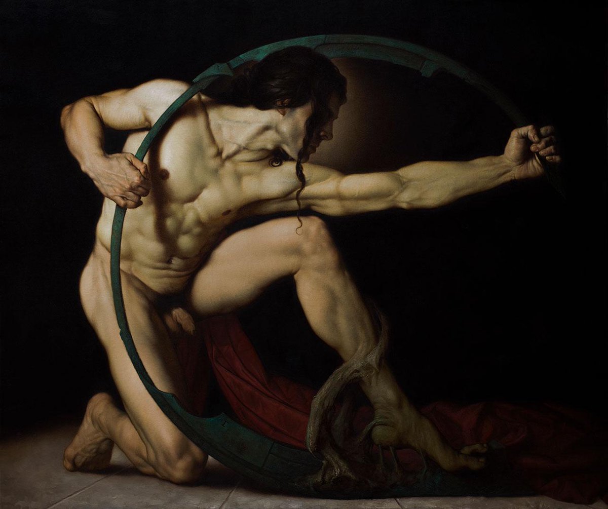 Valent6228's tweet photo. Achille (2017) - Roberto Ferri (b.1978) #neobaroque #kitsch #mythologicalpainting https://t.co/P86ZJDMpzX