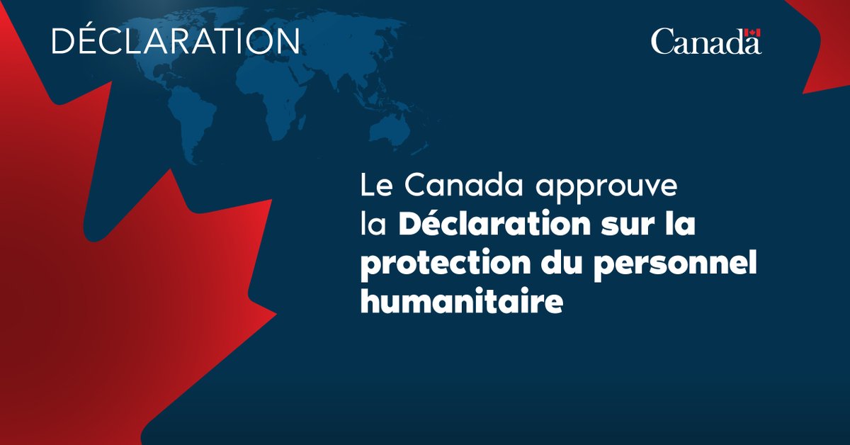 La protection des travailleuses et travailleurs humanitaires doit rester une priorité mondiale. Aujourd’hui, le Canada a approuvé la Déclaration sur la protection du personnel humanitaire.

canada.ca/fr/affaires-mo…