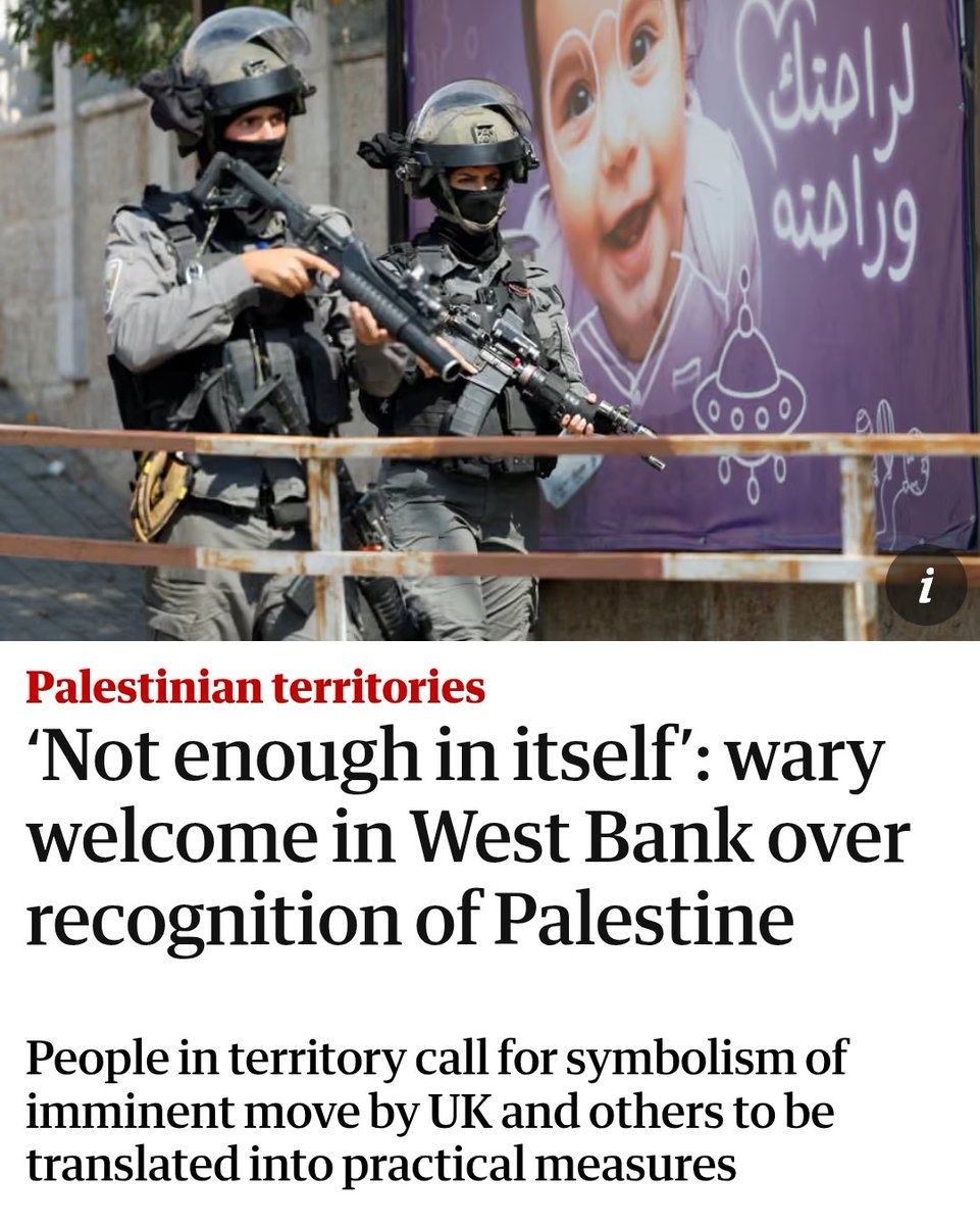 Recognition of Palestine must be the start not the end . Sanction Israel now.