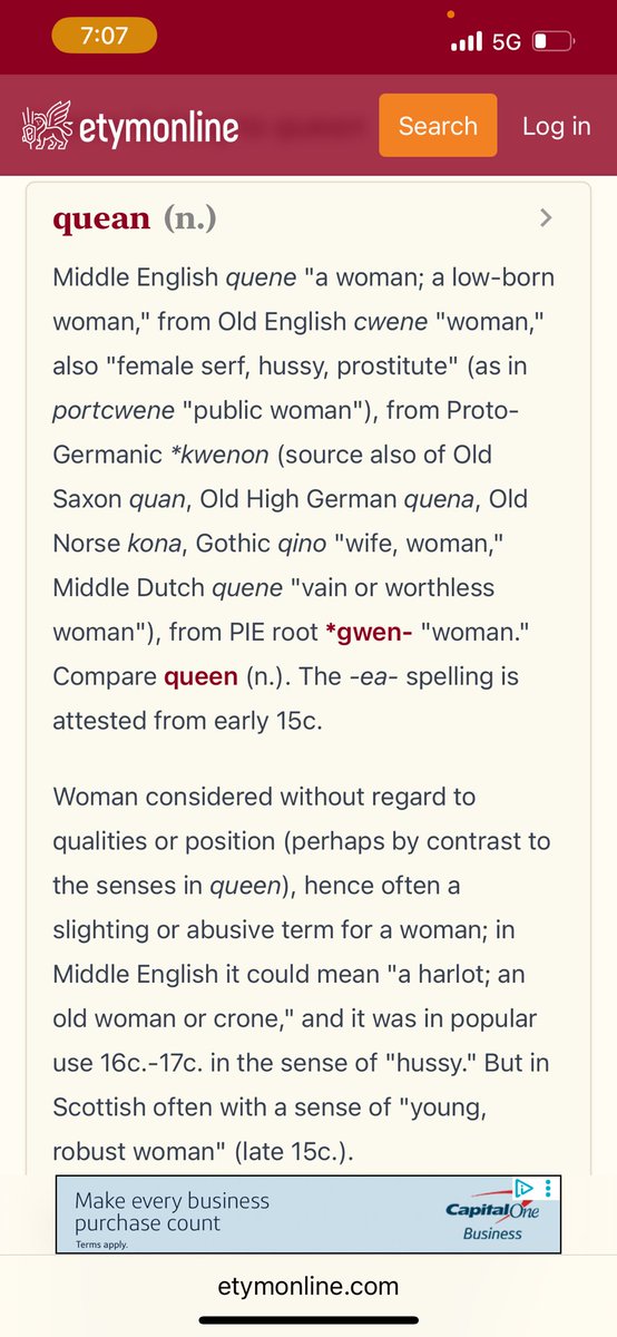 ETYMOLOGY OF THE WORD QUEEN….