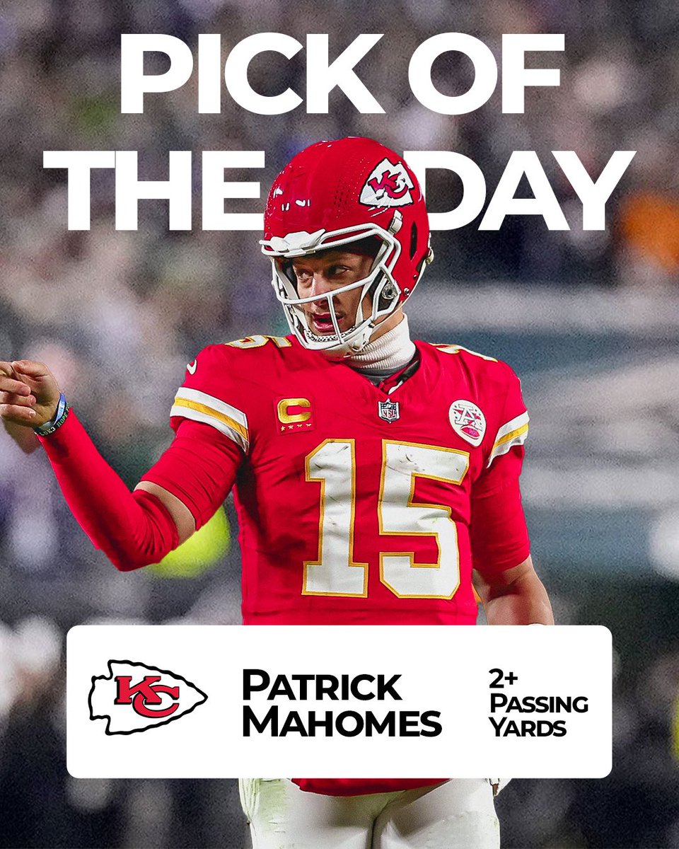 OntherightD's tweet photo. 🔥 Best Bet of the Day 🔥

Patrick Mahomes 2+ Passing TDs 🚀

Mahomes faces a defense that struggles against elite QBs. 

With Kelce healthy + new weapons stepping up, this feels like free money.

👉 Tap to tail: https://t.co/KvOAij8CZy

#ChiefsKingdom #NFL #NFLbets #TNF https://t.co/IW79RccURE