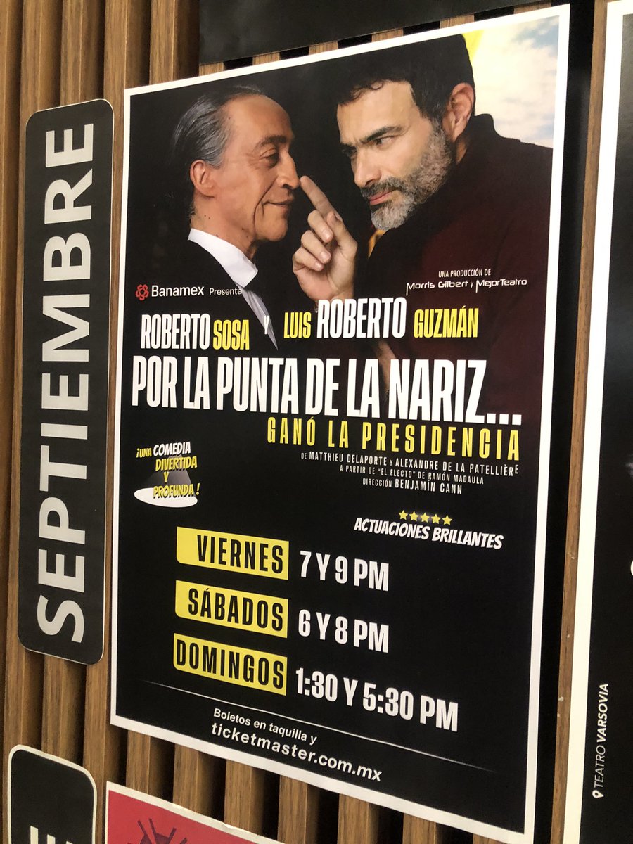 gonzalorgcineyt's tweet photo. #porlapuntadelanariz  Muy divertida comedia política, que ojalá se aplicara eso de no poder dar discursos si se está mintiendo, sería de gran utilidad. Fabulosas actuaciones de @robertososa y @luisroguzman 🙌 En el Teatro Varsovia
Gracias @Entretenia por la cortesía https://t.co/XhInakFvih