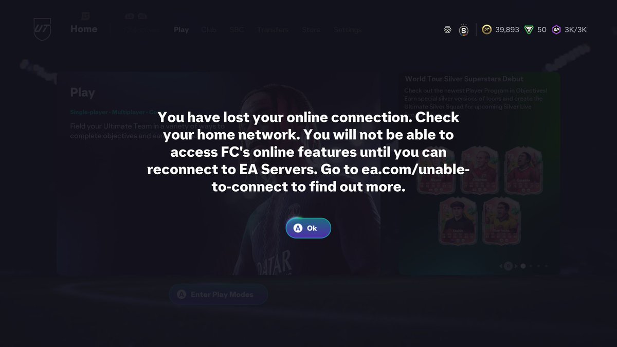 Cisco_Sanchez13's tweet photo. @EASPORTSFC @EAFCNews i need some kind of compensation. I can't play more than 2 rivals matches, can't finish the early access tournament or squad battles before it kicks me out mid game https://t.co/q2n1g6p4vb