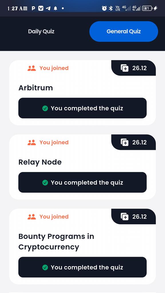 ItechCrypto73's tweet image. ALL SYNTAX VERSE 
GENERAL QUIZ  ANSWERS ⛏️
✅ARBITRUM;
A
C
B
B

✅RELAY NODE;
C
D
C
B
✅BOUNTY PROGRAMS IN CRYPTO;
A
B
D
D

Can join
#syntaxverse #syntaversedailyquiz #syntaxversegeneralquiz #greatproject
