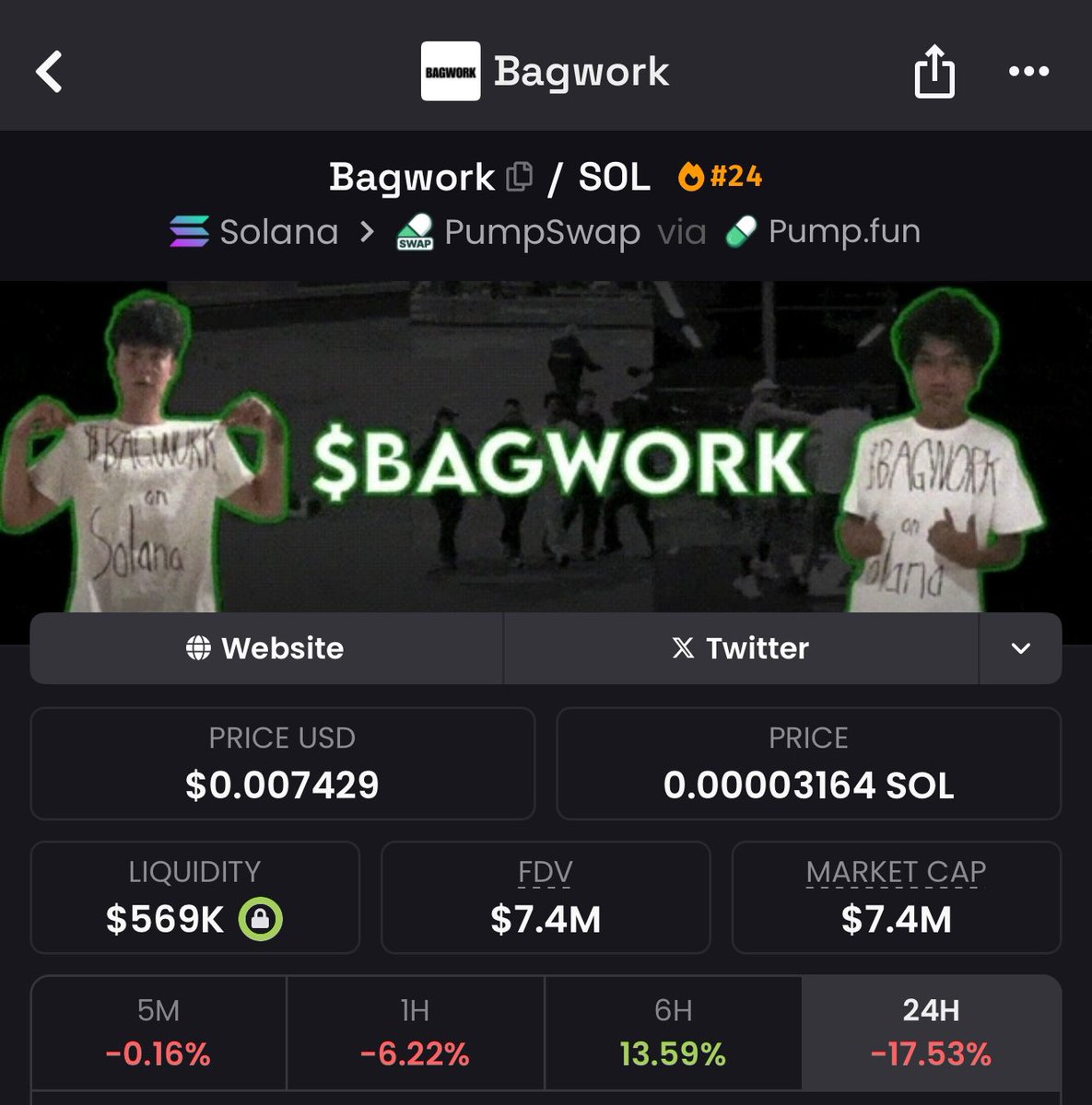 doublenickk's tweet photo. Gm community $BAGWORK

I want to share my opinion about this token as an Analyst and Marketer in a fairly large company.

> Why should this token continue to rise?

Here are 3 reasons:👇

1. This token has a fairly good metadata base, which has attracted many large wallets, including myself.

2. This token is monitored 24/7 by a team that doesn't receive any salary, but does so to ensure that our wallets only grow.

3. In terms of supply distribution, everything is very well-organized. No one has a large share of the supply that could trigger a panic sale, making this token even safer to buy.

- My personal opinion: The actual Mcap of this token is not 7M, but somewhere around 50-60M.

But again, a lot depends only on us, because if the community works together for the common good, I am sure that we can receive the support of large players and companies on a permanent basis!

Similar situations happen almost every week, which thanks to the community, the token reaches 50M+mcap, so I thought that this token also deserves it.

-> So why don't you and I create a miracle?
