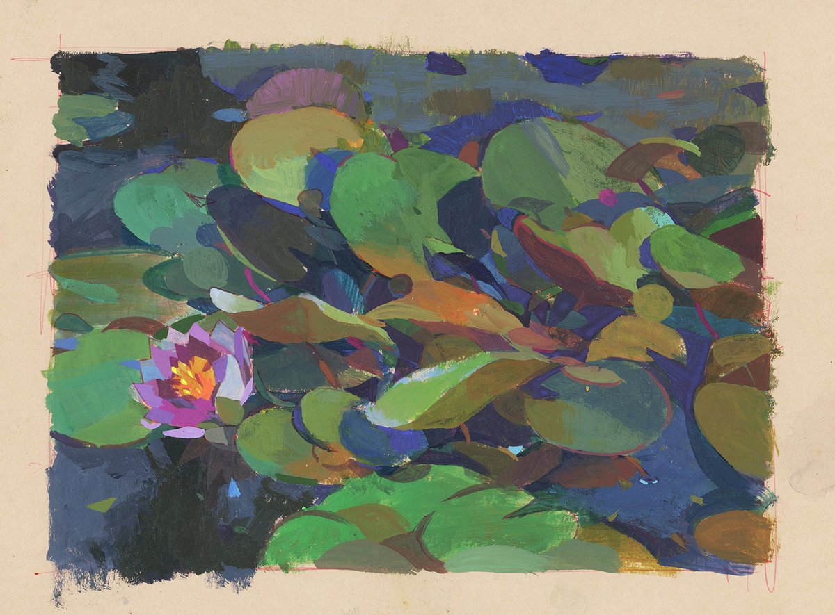 Lily pads over the years.. Gouache and acrylic