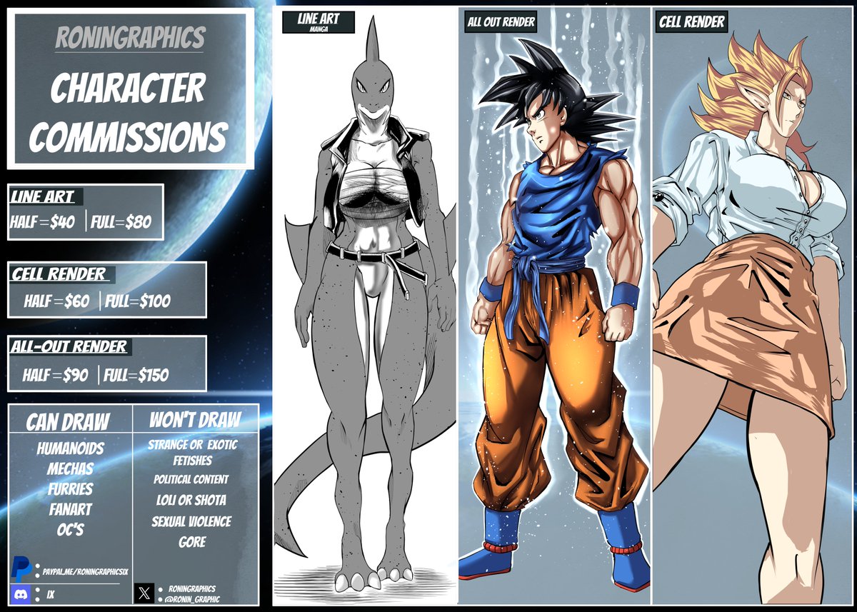 ronin_graphics's tweet photo. Character Commissions are Open! If anyones interested, you can find DM me here or via discord.
2 Slots are open at this time! https://t.co/CtGM2l4r13
