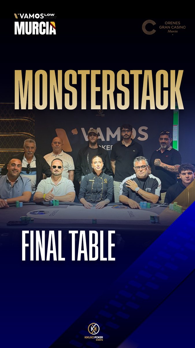 Vamos Poker Tour (@vamospokertour) on Twitter photo 🔥 Mesa Final Monsterstack 🔥
El último torneo del VPT Low Cost Murcia 🇪🇸 llega a su recta final.
Los 9 jugadores finalistas pelean por el trofeo 🏆 y los 2.150€ reservados al campeón 💰
📍 <a href="/CASINOMURCIA/">Orenes Gran Casino Murcia</a>
#VPTMurcia #VamosPokerTour 🔥 Mesa Final Monsterstack 🔥
El último torneo del VPT Low Cost Murcia 🇪🇸 llega a su recta final.
Los 9 jugadores finalistas pelean por el trofeo 🏆 y los 2.150€ reservados al campeón 💰
📍 <a href="/CASINOMURCIA/">Orenes Gran Casino Murcia</a>
#VPTMurcia #VamosPokerTour