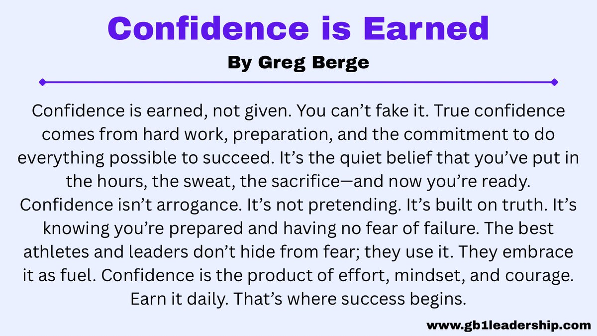 Confidence isn’t given.
It’s earned every day.