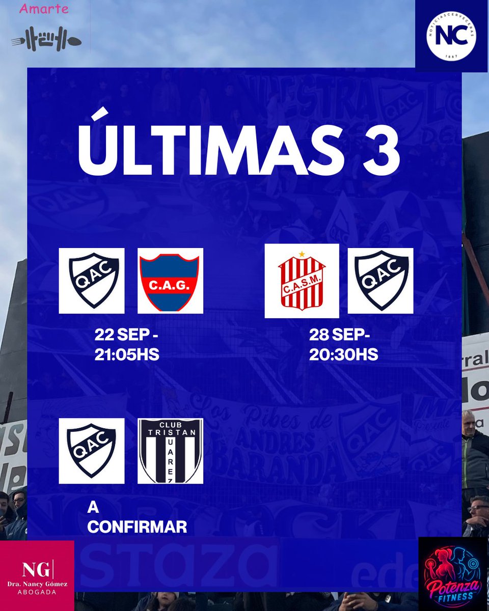 𝐔𝐋𝐓𝐈𝐌𝐀𝐒 𝟑 𝐅𝐄𝐂𝐇𝐀𝐒

Mañana se juega una final más para Quilmes,y le queda,San Martin en Tucuman de visitante y una cancha difícil,y Tristan Suarez de Local.

¿Cuantos puntos saca Quilmes para vos? Te leemos
