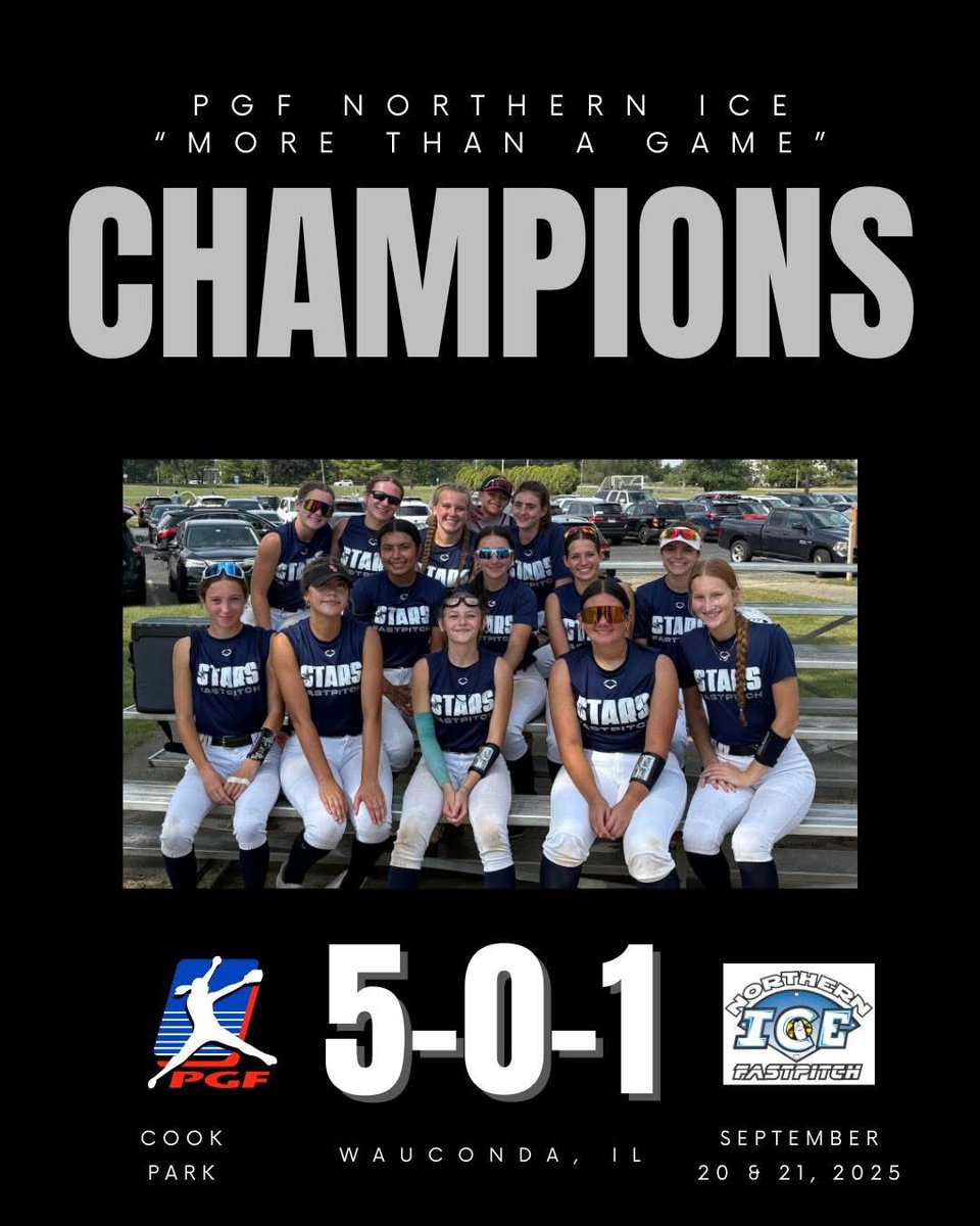 TOURNAMENT WIN!  IL Stars Fastpitch - Erickson 16U take home a PGF tournament win at the Northern Ice "More Than a Game" weekend.  Stars go 5W 0L 1T... 1st tournament championship as the first STARS team in Illinois! <a href="/starsnationalfp/">Stars Organization</a>