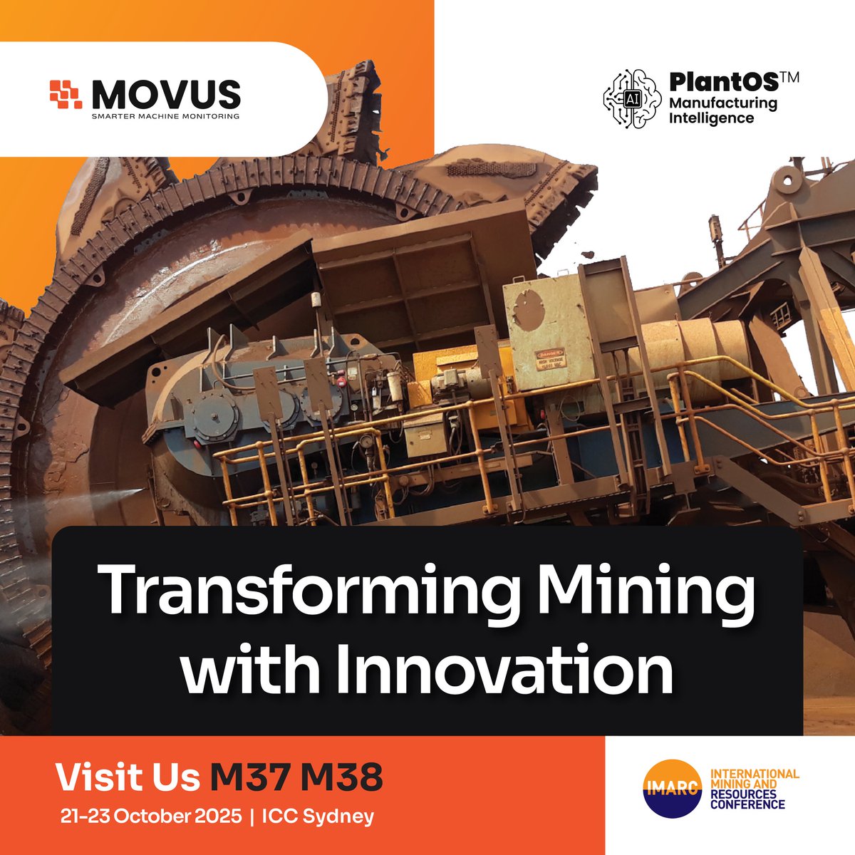 IMARC_Mining's tweet image. MOVUS is proud to join IMARC 2025 at ICC Sydney, Oct 21–23!
📍Visit Booth M37 M38 for the official launch of PlantOS, their Prescriptive AI platform transforming mining supply chains, costs & productivity.
#Resources #MiningInnovation #PrescriptiveAI #Sydney