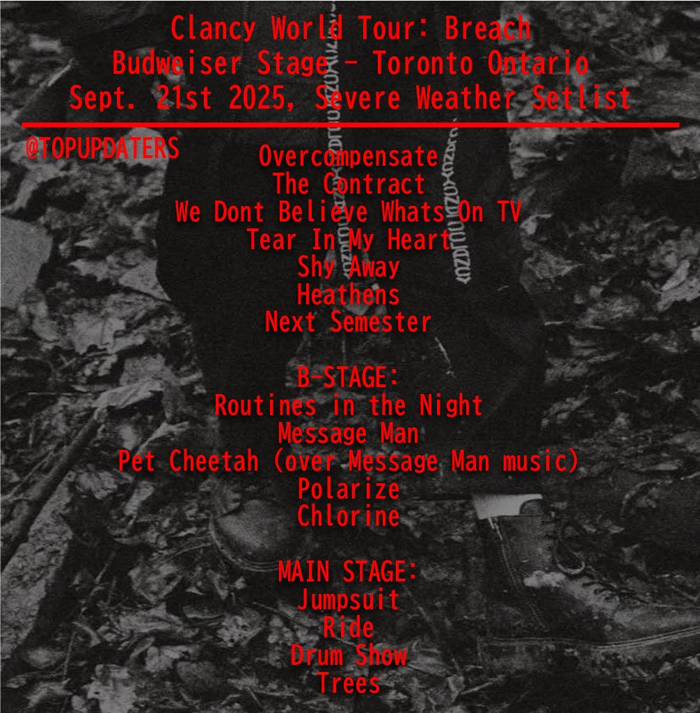 TOPUPDATERS's tweet photo. Here is your severe weather #BreachTorontoN2 setlist ♥️ https://t.co/dccrVZrQmD