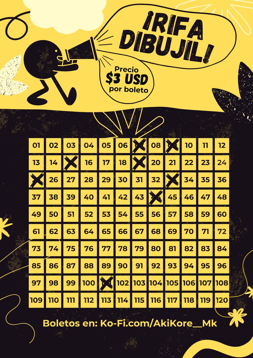 ¡Gracias a las personas que ya compraron sus primeros boletos para la rifa!

Recuerden que pueden comprar sus boletitos en ko-fi.com/akikore__mk por solo 3 dólares ✨

Mientras más boletos compren, más chances de ganar uno de los 12 dibujos que estaremos sorteando en octubre!