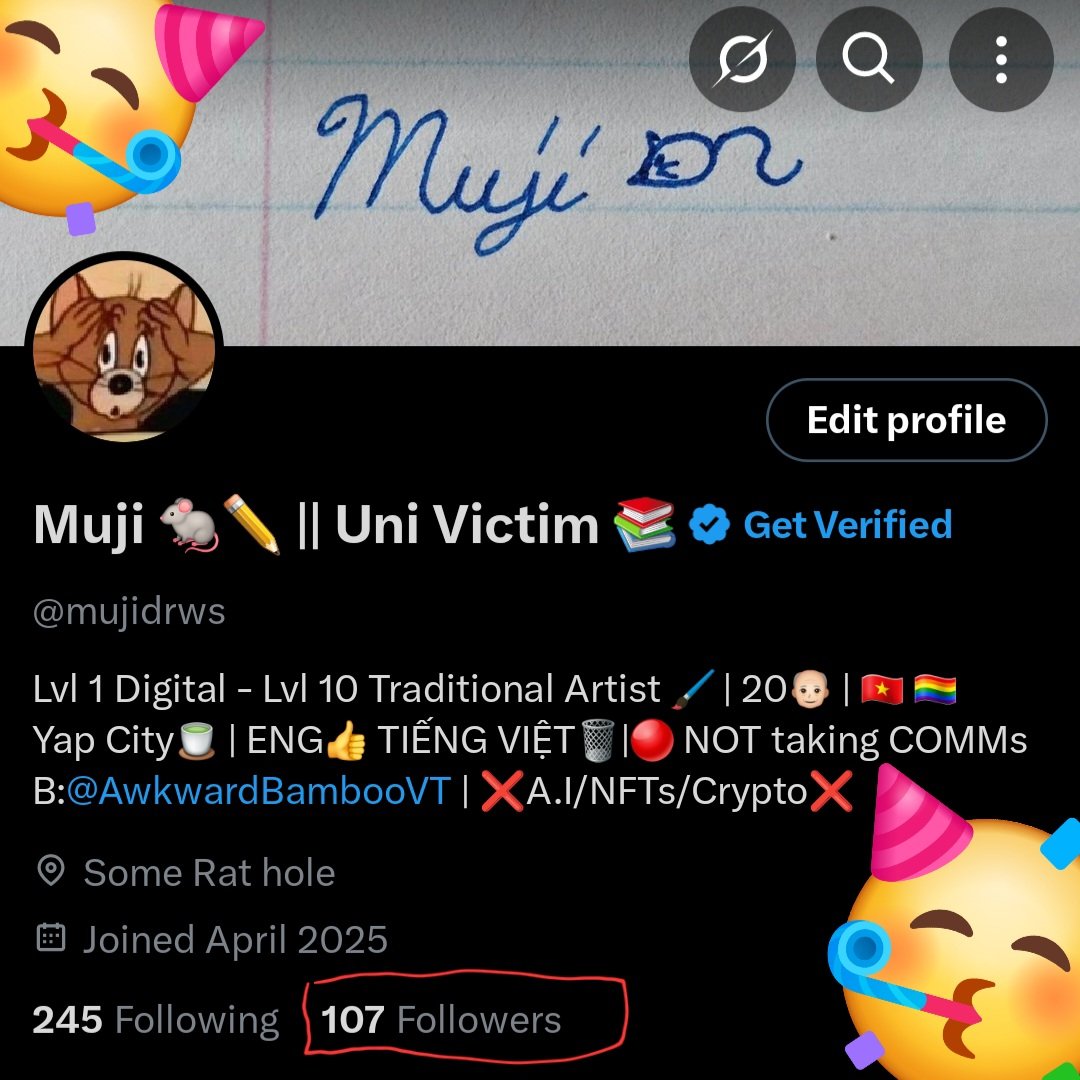 mujidrws's tweet image. Y'ALL LIKE ME, Y'ALL REALLY DO LIKE ME 🥹

But fr tho- Thank you guys SO much for 100 (+7) Followers!!! Never in my life did I think ppl ACTUALLY wanna stick around to see my journey as an artist/ some Rodent on the internet LMAO 

I'm just- at a loss for words rn 🫶🐀 🥹