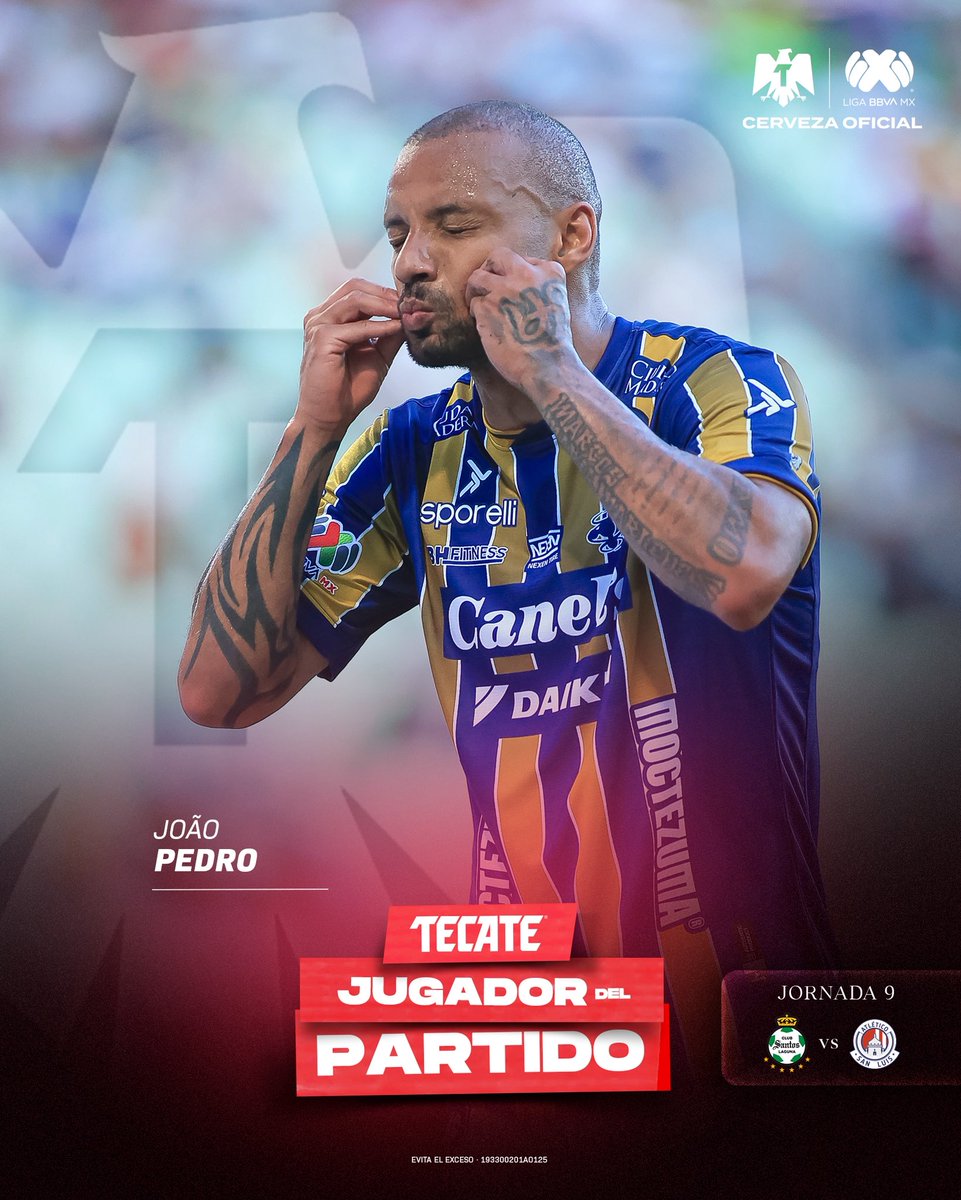 LigaBBVAMX's tweet image. ¡Golead⚽️⚽️r! 

Doblete de João Pedro en el triunfo del @AtletideSanLuis contra Santos, normal que él sea el #TecateJugadorDelPartido. 😎

@CervezaTecate