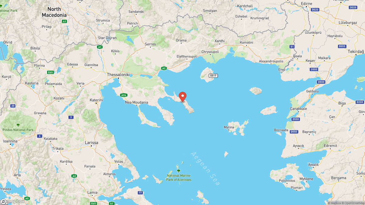 QuakeAlerts's tweet photo. A magnitude 5.1 earthquake took place in the Aegean Sea at 01:19 UTC (2 minutes ago). The depth was 5km and was reported by EMSC. #earthquake #earthquakes #Polýgyros #Greece https://t.co/yiO7IvfprH