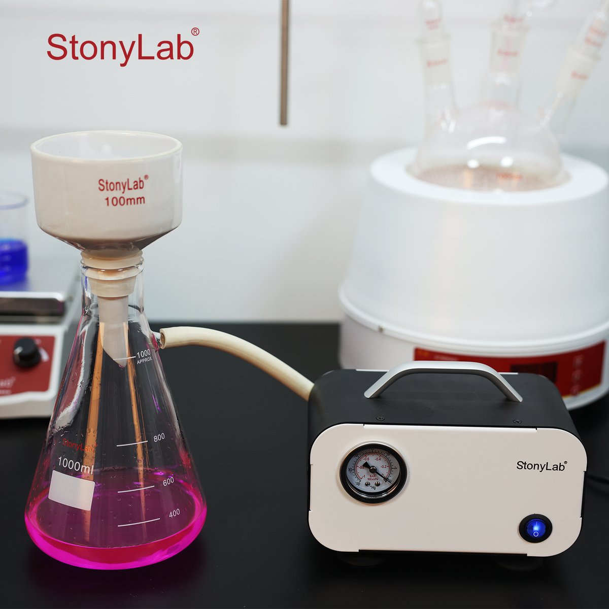 StonyLabChem's tweet image. StonyLab Porcelain Buchner Funnel Filtration Kit, 100 mm + 1 L Flask 🧪⚗️

Upgrade your lab filtration with StonyLab’s complete kit! 🌊 Includes a 100 mm porcelain Buchner funnel, 1 L borosilicate glass filter flask, and rubber adapter cones for reliable, durable, and efficient…