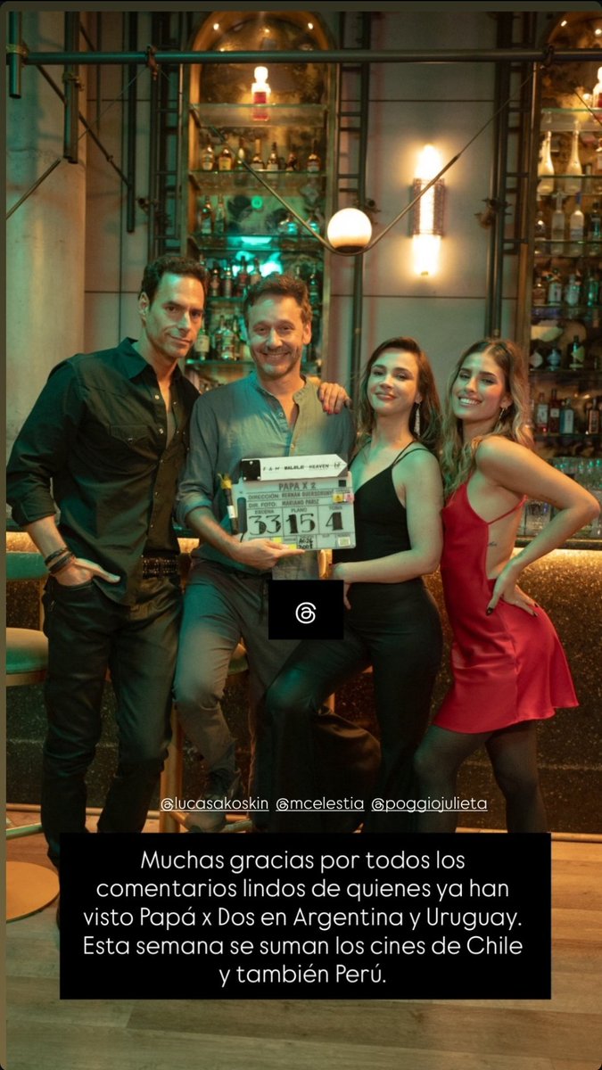 Juli Poggio en el set de Papá x Dos 🎬 junto a Celeste Cid, Benjamín Vicuña y Lucas Akoskin