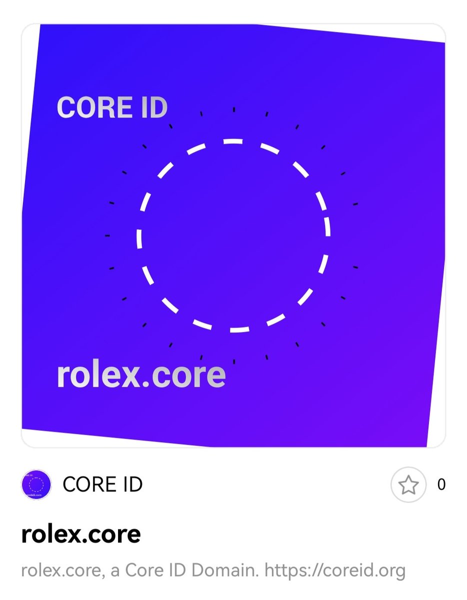 Rolex_Core's tweet image. 🤩我渴望拥有一块劳力士手表 @ROLEX 我想透过 $CORE 实现这个愿望！因此我更新了 𝕏账号名字👉 @Rolex_Core 并注册此域名CORE ID👉 rolex.core 

我认为Core就是加密货币的“劳力士”！

#Rolex #COREID #CORE #劳力士 #核心