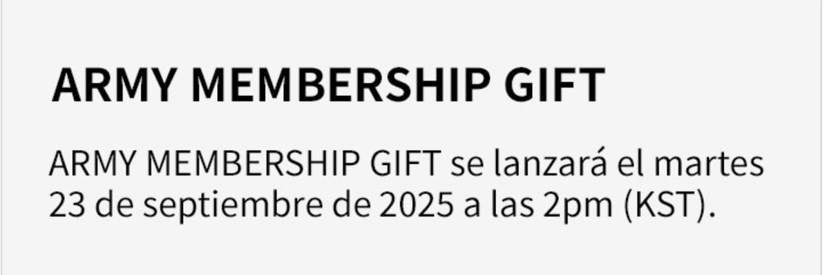 BTSDailyChile's tweet image. 🎁 ARMY MEMBERSHIP GIFT
El nuevo ARMY Membership Gift se lanzará martes 23 de septiembre de 2025 a las 2 PM (KST). 💜

(Esta adm cree que obtendremos nuevas fotografías de BTS 🥰)

© weverse.io/bts/notice/282…