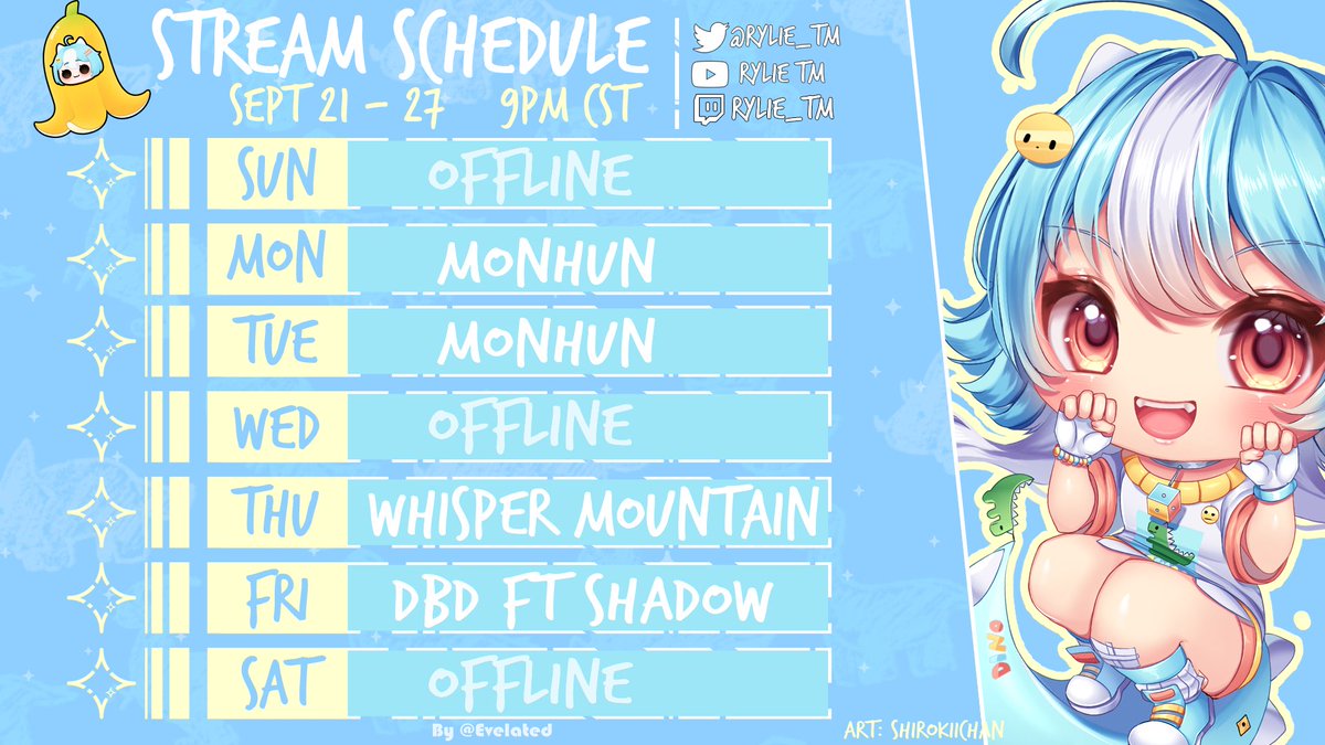 STREAM SCHEDULEEEEEE
MONHUNMONHUNMONHUN

Thursday I am gaming with <a href="/L0K1VT/">Loki🐰😈</a>  I have an extra Whisper Mountain key to give away so be there ;D 

FRIDAY IS DBD WITH <a href="/Shadow_fright/">Shadowfright 😈 Hiatus</a> ANDDDDD It will be open lobby for the two other slots ;D 

#vtuber | #ENVtuber