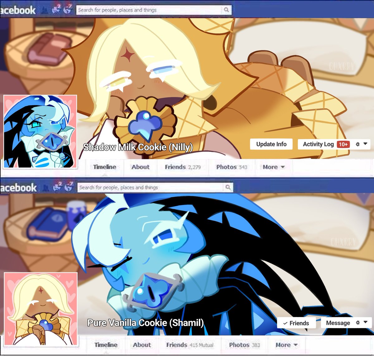 My passion is drawing them in love.. 
#shadowvanilla #sdvn #purevanillacookie #shadowmilkcookie #CRK #cookierunkingdom