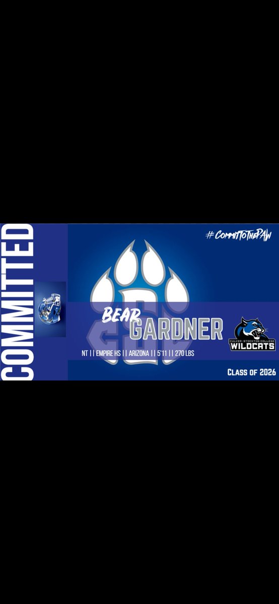 After much discussion with my family and <a href="/coach_GKelly/">George Kelly</a>, and <a href="/CoachCutshaw/">Roy Cutshaw Jr</a> I have decided to #CommitToThePAW and will be playing football for Culver-Stockton College. <a href="/GametimeRC/">Gametime Recruiting & Consulting</a> <a href="/ehsravensfb/">Empire High School Football</a> <a href="/EmpireAthletic1/">Empire Athletics</a>