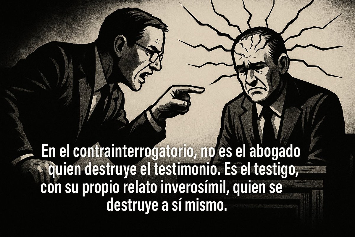 ✨ En un juicio, no siempre se necesita otra prueba para desacreditar a un testigo.
A veces, basta con escuchar atentamente lo que dice: su propio relato puede contener la semilla de la inverosimilitud.
El arte del contrainterrogatorio consiste en mostrar esa grieta lógica,